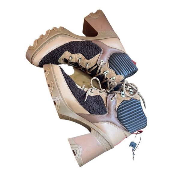 Sorel BREX™ HEEL COZY LACE BOOTIE in Tawny Buff, Blackened Brown NWOB Size 9 - Picture 7 of 10